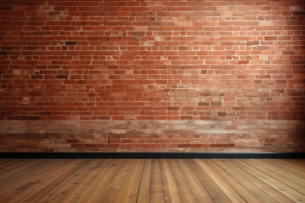Пустая комната с красной стеной и бетонным или деревянным полом