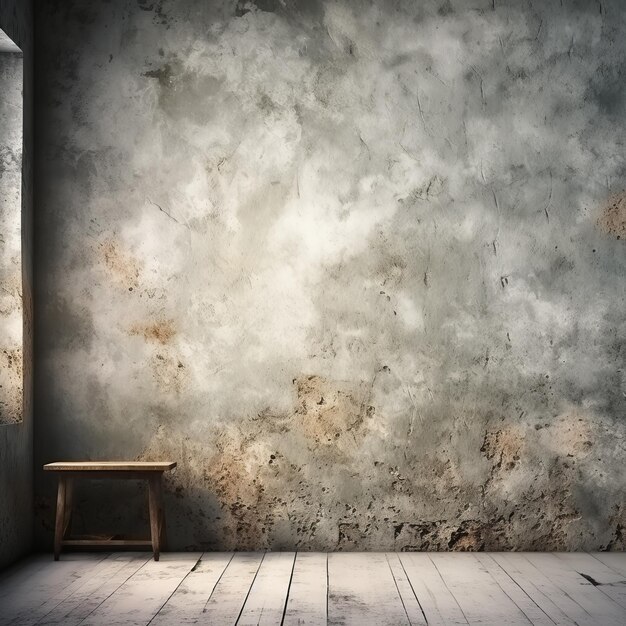 An empty room with a single wooden chair