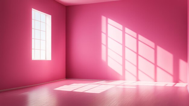사진 창문으로 빛이 아지는 빈 방 현대적인 벽과 나무 바닥