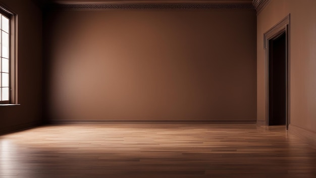 Empty Room with Sunlight streamed in through the window modern Walls and Wooden Floor