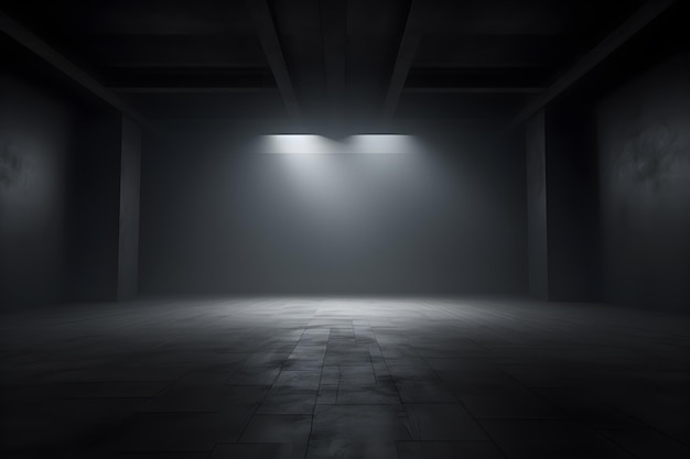 Empty room with a wall and light studio room dark interior texture for display products ai generate