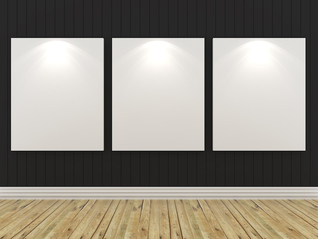 Empty room with white canvas