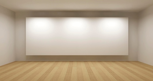 Empty room with white frame, art gallery concept, 3d illustration