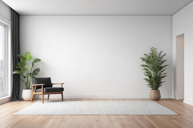 Empty room with a white wall mockup in living room