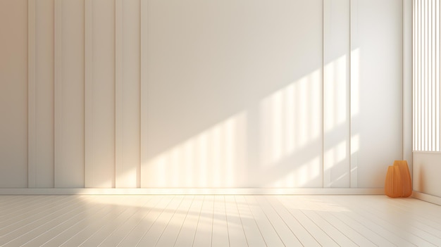 Empty room with white wall and wooden floor