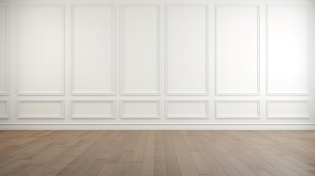 Photo empty room with white wall and wooden floor