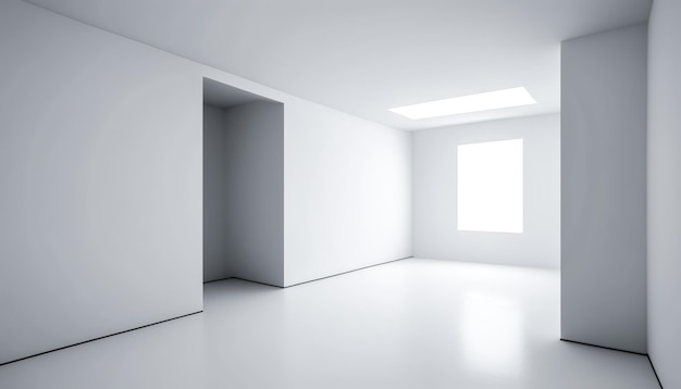 Empty room with white walls generative AI