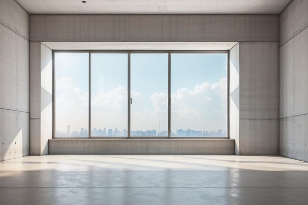 Empty room with window and concrete wall in 3d rendering