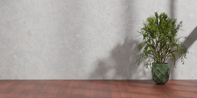 Empty room with wooden floor and concrete wall