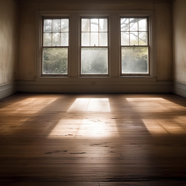 木製の床のある空の部屋