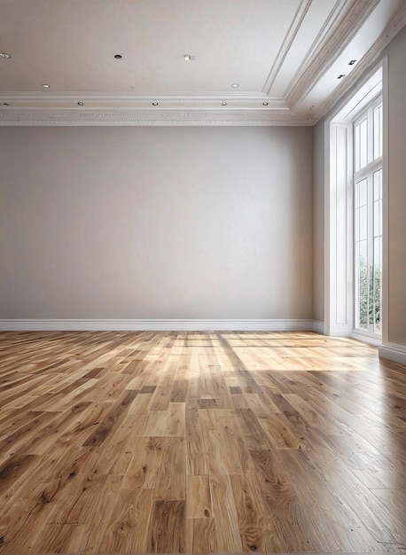 an empty room with a wooden floor