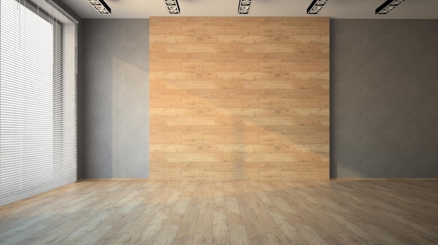 Empty room with wooden wall