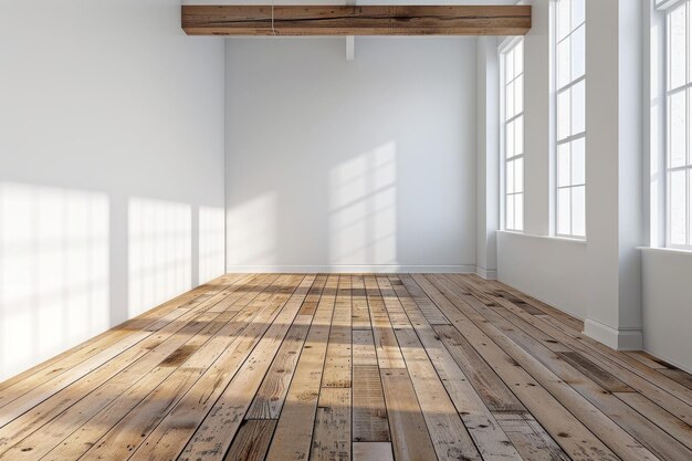 Photo empty room and wooden floor empty room for advertising generative ai