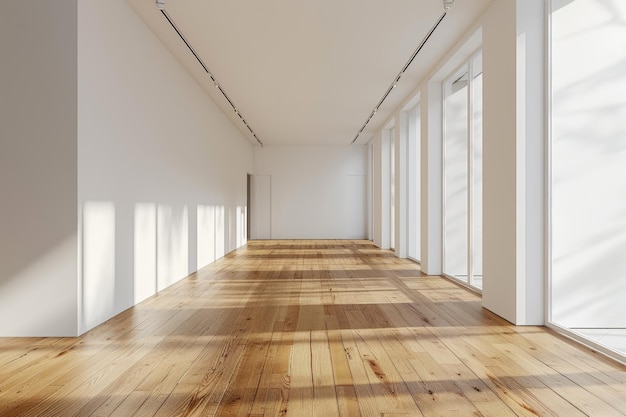 Empty room and wooden floor Empty room for advertising Generative AI