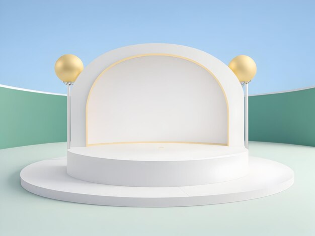 An Empty round podium for product display Showcase in outdoor gifts and birthday background