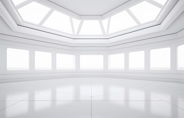 Photo empty rounded white room with windows the interior structure of modern architecture