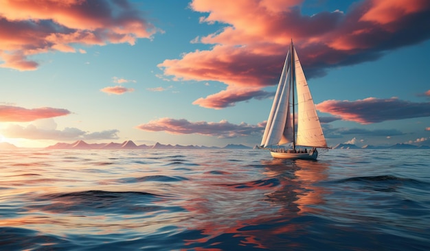 静かな海の空の帆船