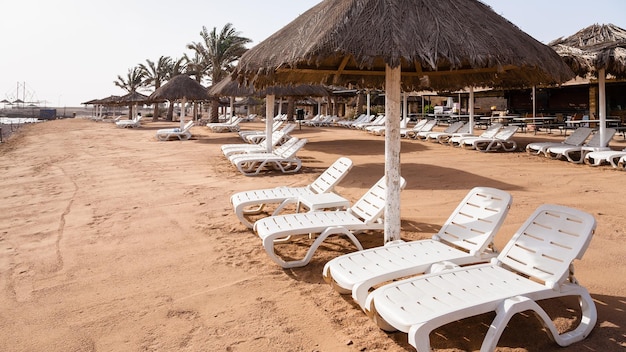 Empty sand beach in Aqaba city in winter