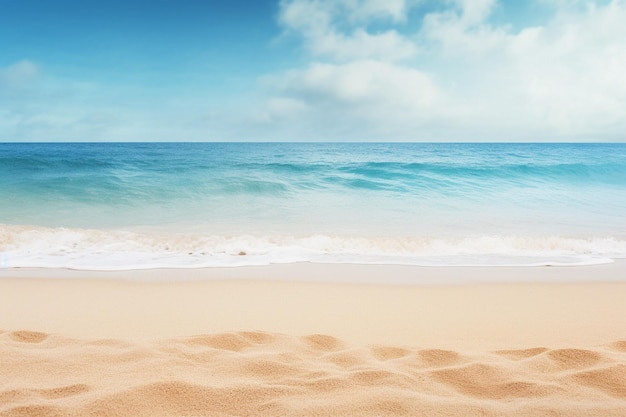 Empty sand with beach on landscape blurred background