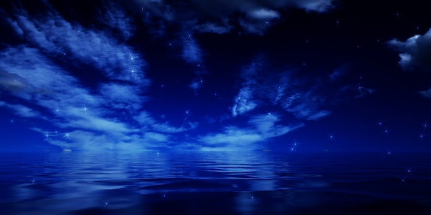 Photo empty scene background dark sky reflection of the moon on the water