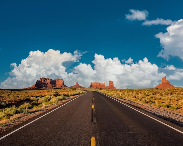 Empty scenic highway in Monument Valley