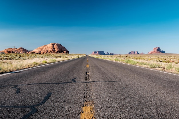 Empty scenic highway in Monument Valley