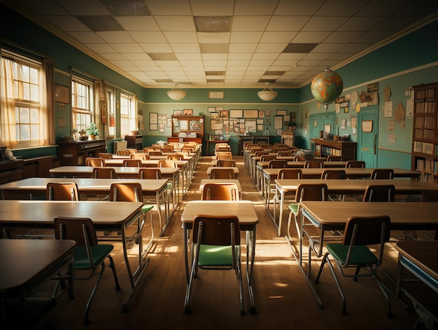 empty school classroom interior Generative AI