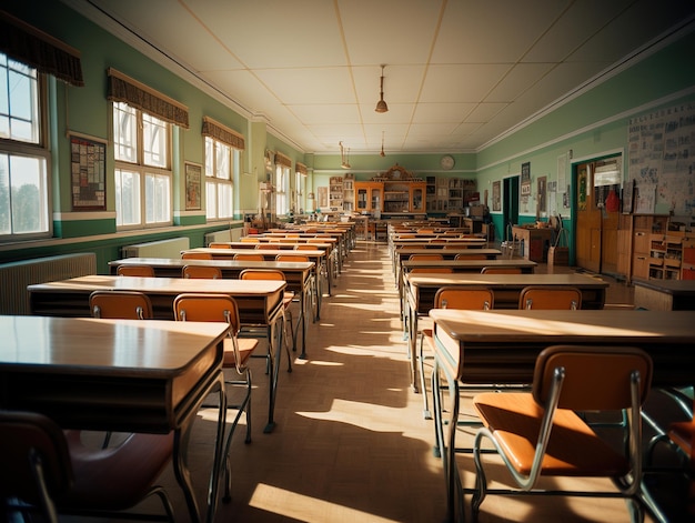 empty school classroom interior Generative AI