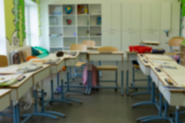 Empty school classroom during recess between lessons