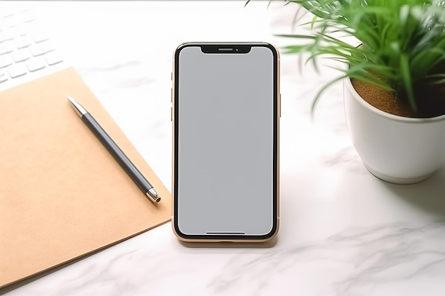 Empty Screen Phone Mockup on the table Ai generated