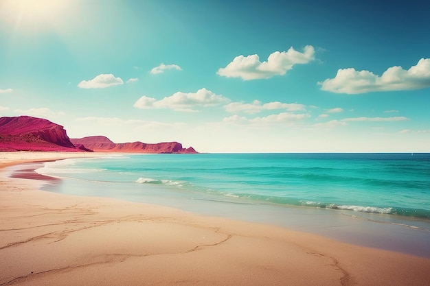 空の海とビーチの背景