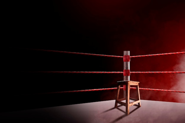 An empty seat in the corner of a boxing ring