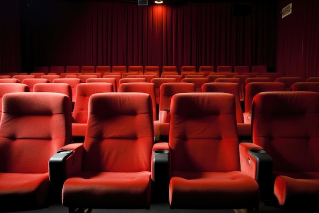 An empty seat in a row of cinema chairs