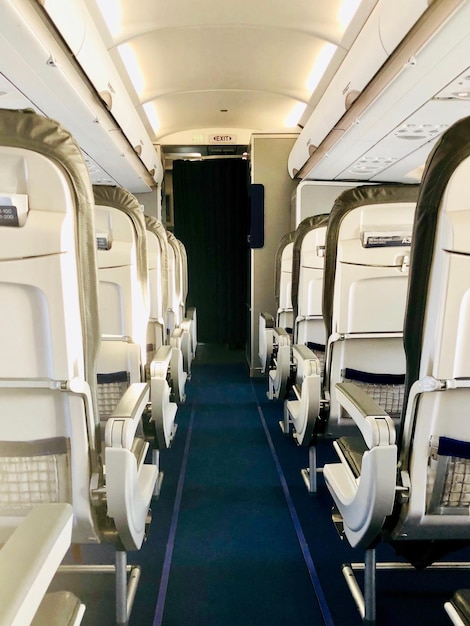 Empty seats in airplane