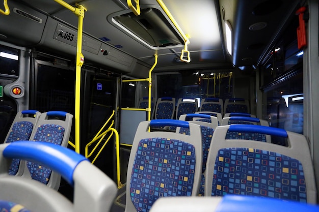 Empty seats in a bus public transportation vehicle