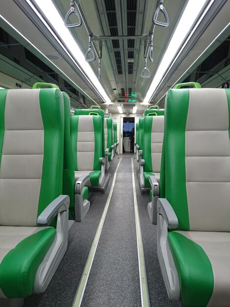 Empty seats in subway train