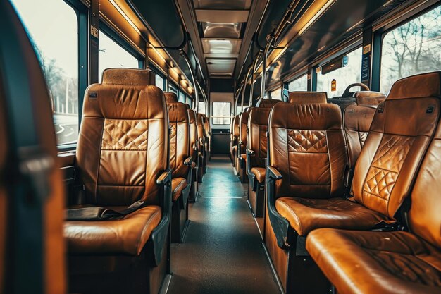 Empty seats on tourist bus in Europe