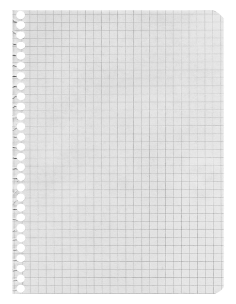 Empty sheet of paper from a notebook