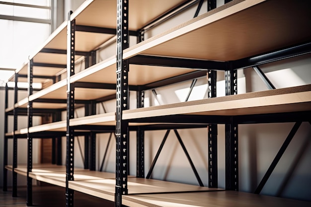 Empty shelves at warehouse Generative AI