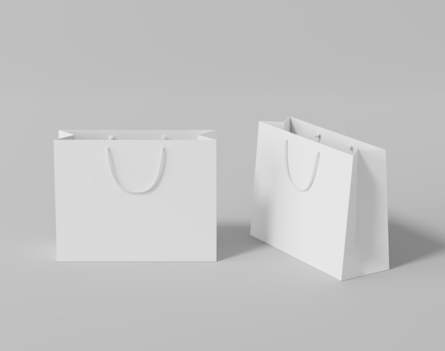 Empty shopping bag for branding white paper bag