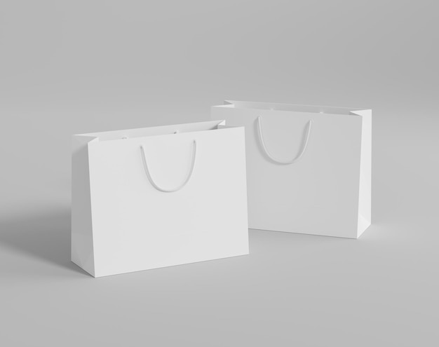 Empty shopping bag for branding white paper bag