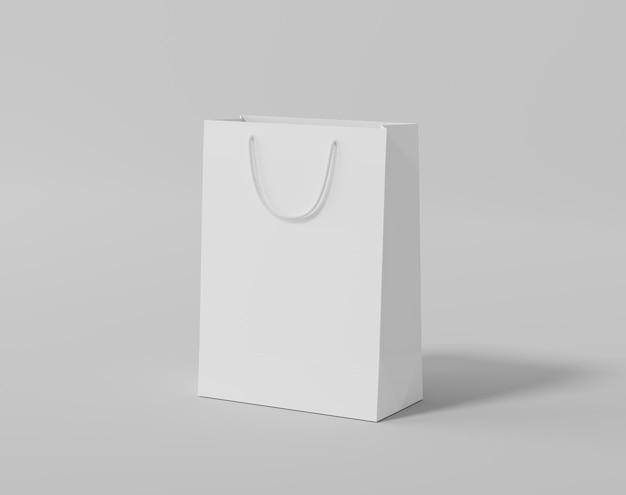 Empty shopping bag for branding white paper bag