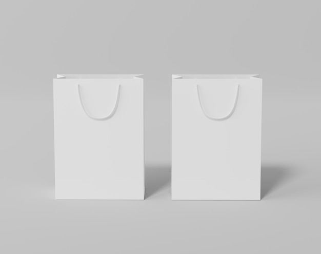 Empty shopping bag for branding white paper bag