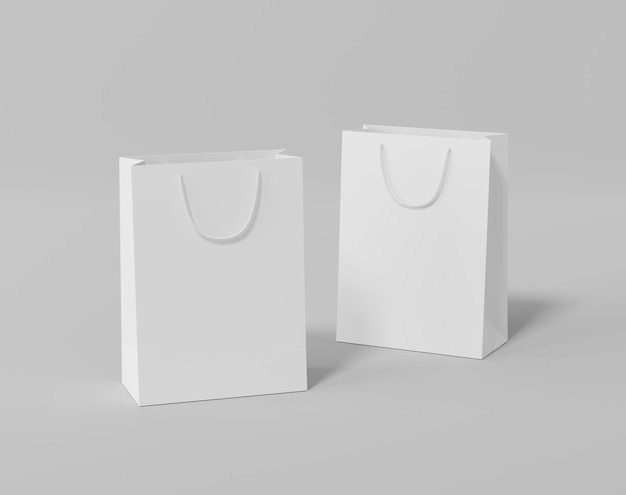 Empty shopping bag for branding white paper bag