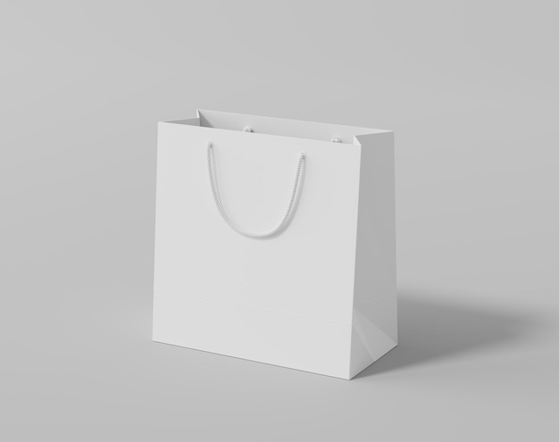 Empty shopping bag for branding white paper bag