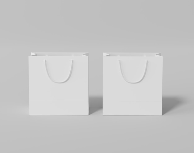 Empty shopping bag for branding white paper bag