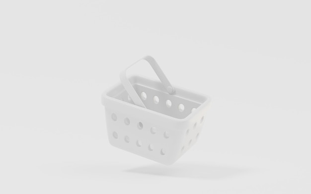 empty shopping basket with white background 3d rendering