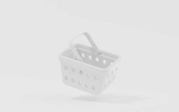 Empty shopping basket with white background 3d rendering