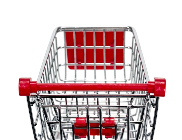 Empty shopping cart isolated on white background