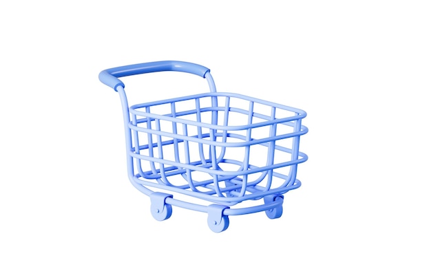 Empty shopping cart in the white background 3d rendering